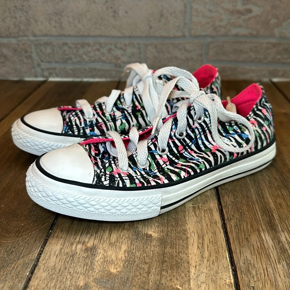 Converse Chuck Taylor Paint Splatter Glitter Zebra All Star Junior's Ox Low Top